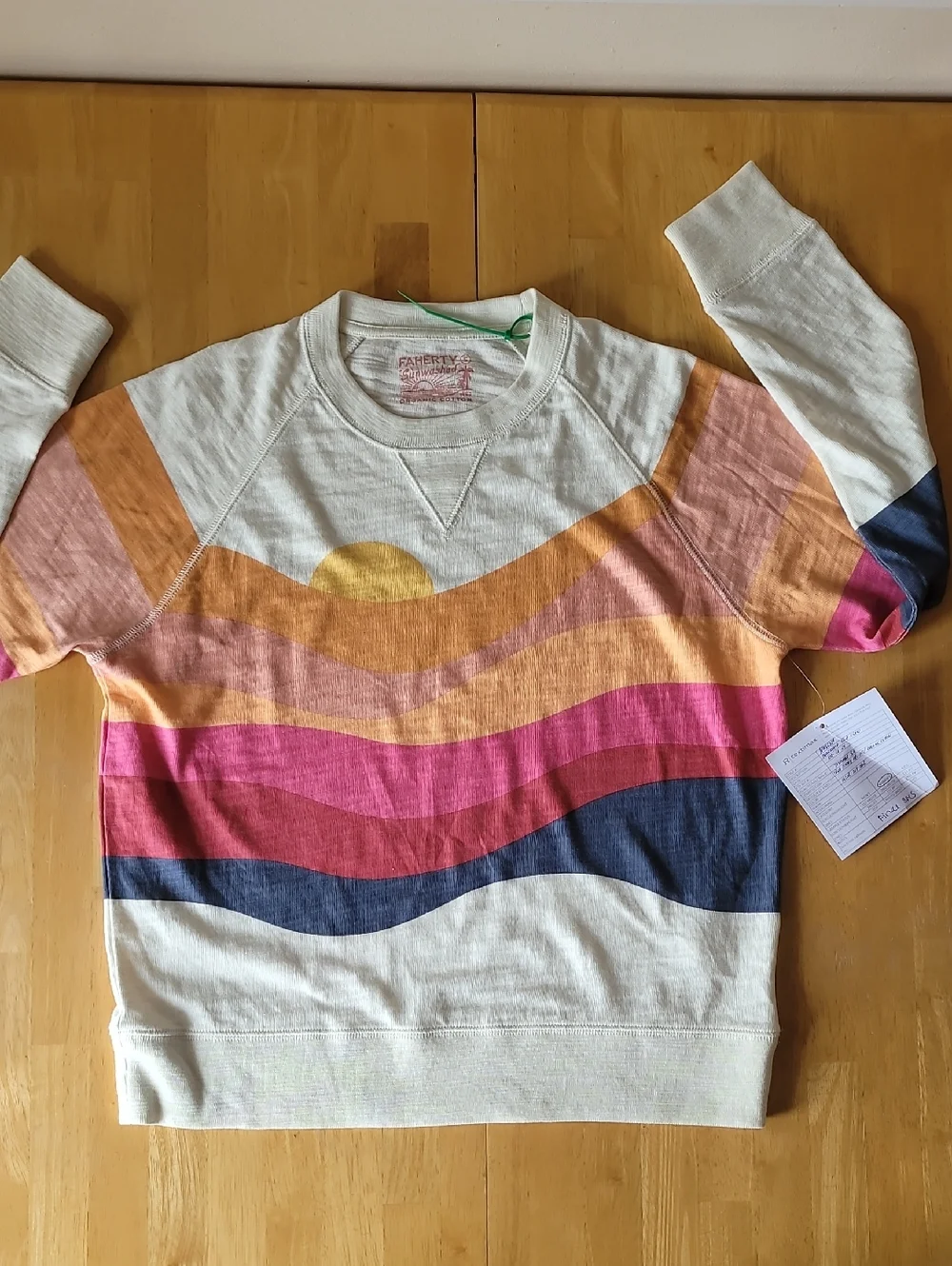 Faherty Sunwashed Slub Crewneck Sweater Soleil Sunset Waves - Picture 3 of 11